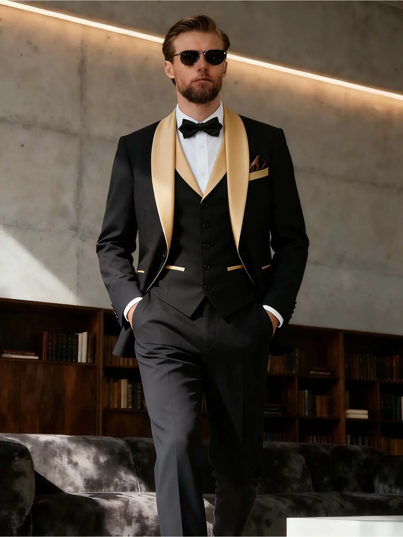 Men's 3-Piece Suit Set - Slim Fit Shawl Lapel Blazer Jacket, Vest & Pants for Formal Wedding Tuxedo Menswear
