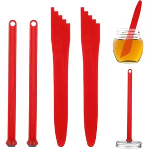 4 Pieces Canning Kit-2 Pieces Canning Magnetic Lid Lifter (7 Inch) 2 Pieces Canning Bubble Popper Remover Canning Lid Magnet Tools(Red)