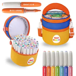 Acrylic Markers Set,24/36/48/60 Colors With Fabric Storage bag,Intelligent ink system,Round soft tip,for Rock Painting Plastic Wood Canvas Glass Ceramic Metal Art Crafts Supplies Gift