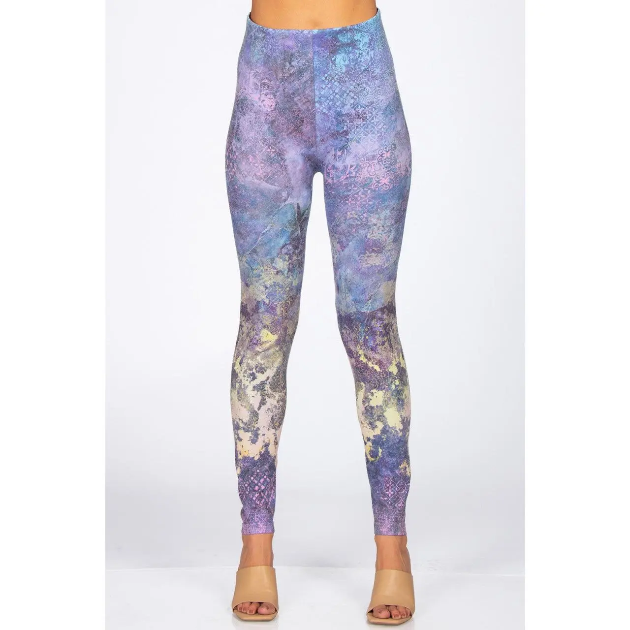 High Waist Geometric Marble Print Legging