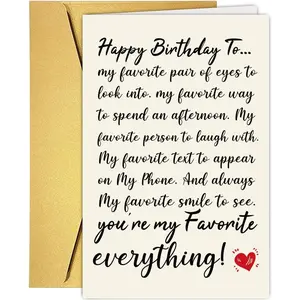 Romantic Birthday Card Gifts for Husband Wife Boyfriend Girlfriend Couple, Funny Love You Card, Happy Birthday Card For Lover Parther, You're My Favorite Everything!