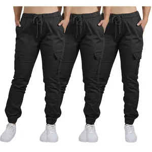 3-Pack Women's Cotton Flex Stretch Cargo Hiking Combat Quick Dry Jogger Pants , Tactical Cargo Pants