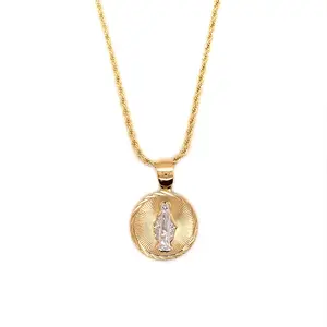 Two-Tone Gold Miraculous Mary Necklace - for Men's