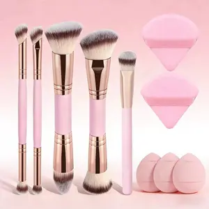 10 Piece Makeup Brush Set, Includes Sponge and Beauty Egg, Professional Dual-Ended Brushes, Soft Synthetic Hair, for Foundation, Blush, Concealer, Makeup Brushes Kit