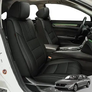 Auto Seat Covers, Custom Fit for Honda Accord 2018-2025, 5-Seat Full Set, Waterproof Faux Leather, Airbag Compatible, Anti-Stain Car Interior Protector, Black