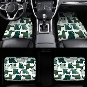 4pcs Car Floor Mats adorned with Playful Canine Parade Motif, compatible with Sedans or Minivans, featuring Cleaning-Friendly surfaces and New Car Gift possibilities, while also suitable for Family Car Use and Fun Car Accessory.