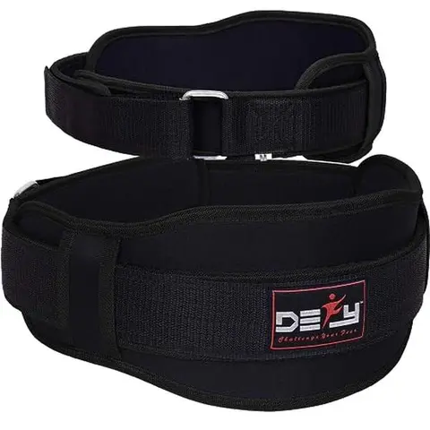 DEFY Weight Lifting Belt Lumbar Support with Neoprene Double Back Belt 5 Inches Wide Gym Training Fitness Exercise Bodybuilding Firm and Comfortable with Back Injury Protection