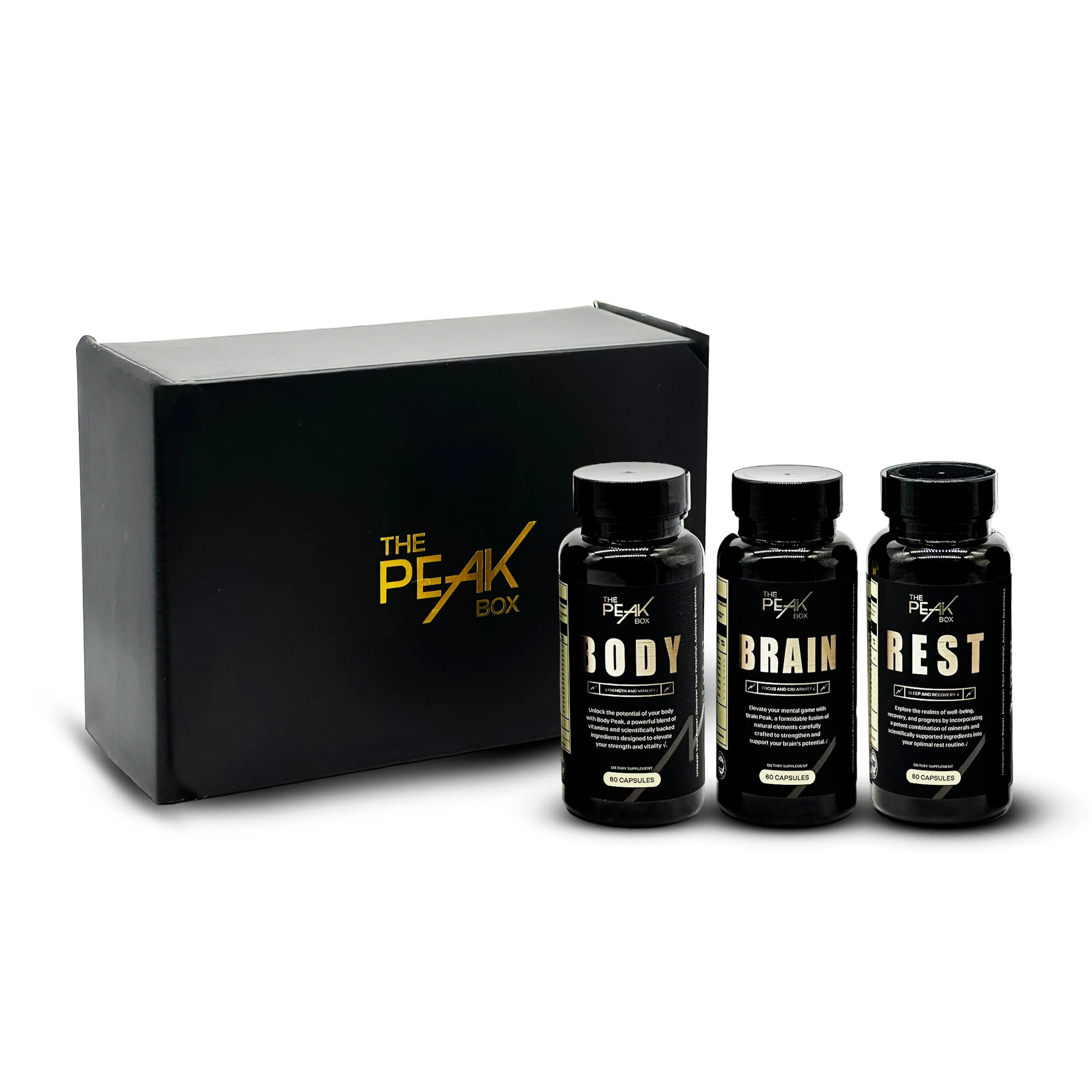 The Peak Box - Brain, Body & Rest - Peak Performance Pack  Multivitamin  for Immunity Boost and Physical
