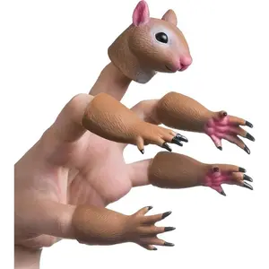 Squirrel Finger Puppet Tiny Hands Theater Prop, Funny Gag Gift for Elephant, Easter Basket Swap, Adults and Kids