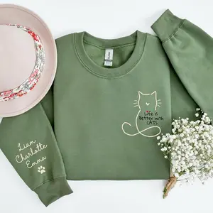 Custom Cat Name - Personalized Cat Mom Hoodie, Life Is Better With Cats Sweatshirt, Cat Mama Sweatshirt, Pet Lover Gift, Mother's Day Gift For Cat Mom