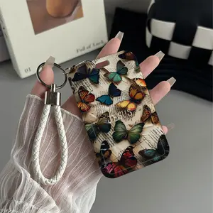 Butterfly Scripture Pattern Design Plastic Id Card Holder With Lanyard for Doctors, Nurses, Students-Bus Card Case, Campus Card Protector Perfect Halloween Christmas Gift