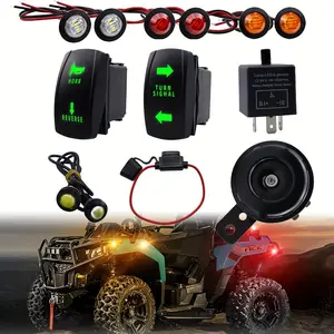 Universal ATV UTV SXS Street Legal Kit with Rocker Switch Turn Signal Light Horn Flasher Relay, Without Battery