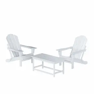Malibu 3-Piece set Outdoor / Patio Poly Adirondack chair set with a Coffee table ( 2 seater )