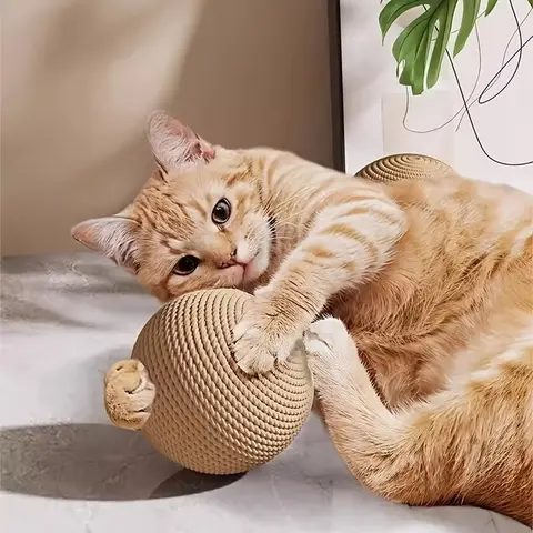 Super Large Jute Ball, Durable Cat Scratch & Chew Toy, Interactive Self-Play Pet Gift, Made of Unvulcanized Rubber