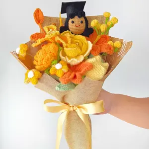 Custom Crochet Graduation Bouquet with Doll – Handmade Forever Flower Keepsake Gift for Class of 2026 Graduates