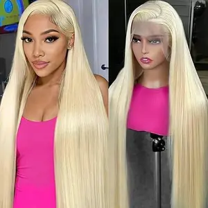 613 13x6 Straight Lace Front Wig Human Hair Blonde Wig 180% Density HD Lace Frontal Wig Pre Plucked with Baby Hair for Women