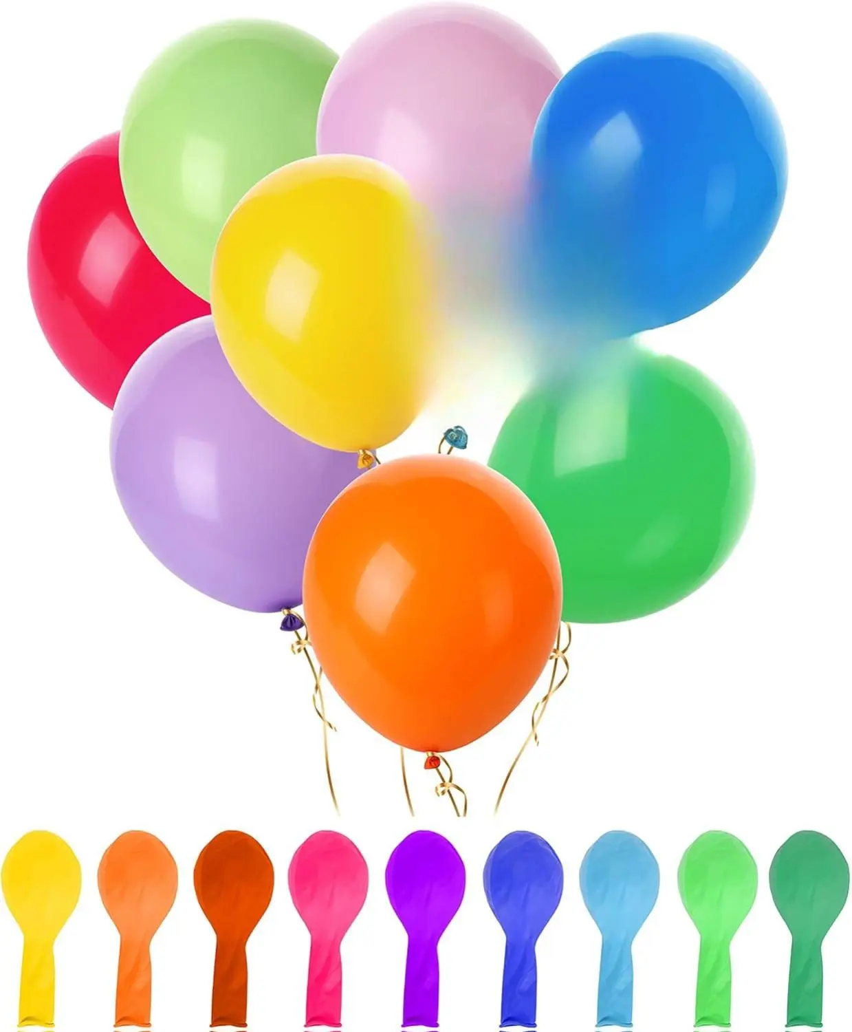 Biodegradable Round Self-Sealing Colored Latex Rubber Balloons - 12 in, 54 Pack, Vibrant Colors, Filling Pump Included, for Birthday Decor, Balloon Arch Backdrop Party Supplies