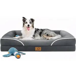 Bed Large Sized : 42x30 inch  Large Dogs Bed XL Outdoor Pet  Bed Sofa Supplies with  Dogs Crate Pad Couch with Removable Washable Cover & Non-Slip Botton Dark Grey
