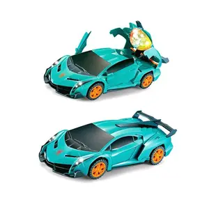 Electric Universal 360 Rotating Transforming Car With Automatic Door Opening, LED Lights, Music, Realistic Model Children's Toy Sports Car