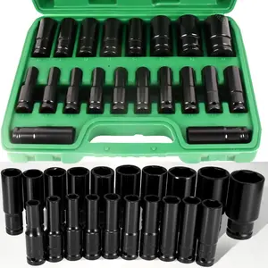 20-Piece 1/2-Inch Drive Deep Metric Impact Socket Set, 8mm-32mm Sizes, with Storage Case