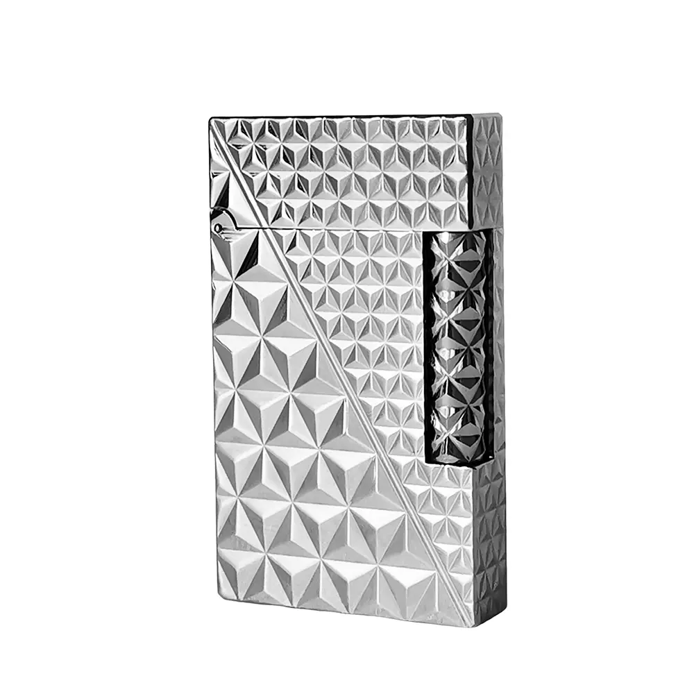 DPT Silver Fire X Luxury Brass Single-Flame Lighter, Mirror-Finish Silver Plating, Refillable Modern Collectible Adult Anniversary Gift (No Fuel), Collectibles