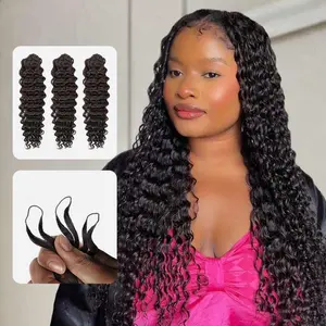 QVR Soft Kinky Curly Feather Crochet Braid Natural Black Wavy Human Hair Extensions Braided Weave Wave Wig Textured