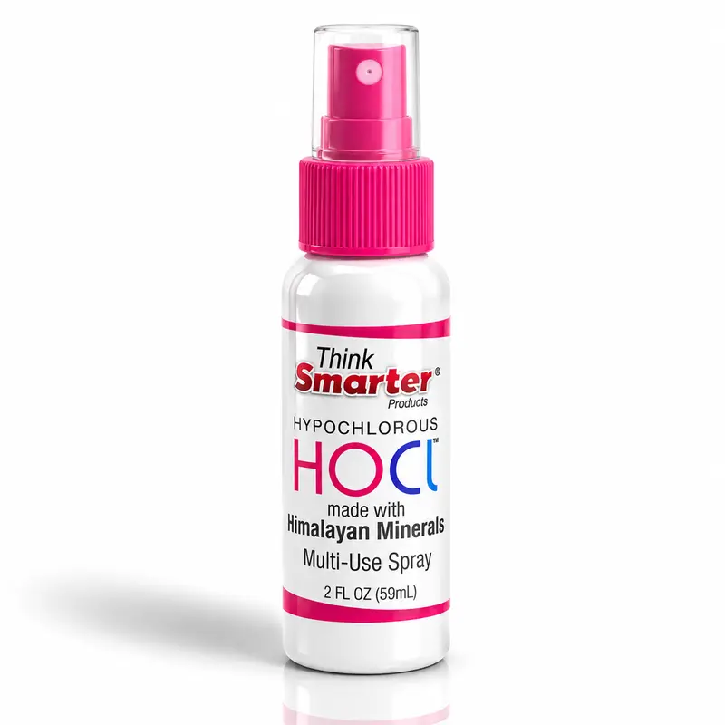Think Smarter Products 2oz HOCl hypochlorous spray | multi-use spray with Himalayan minerals | fragrance-free travel size all-purpose cleaner