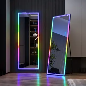 Vlsrka 63 X 22 Full Length Mirror with Lights, Large Wall Mirror Full Length, RGB Led Mirror Full Length with Remote Control, Full Body Mirror for Bedroom Living Room Cloakroom