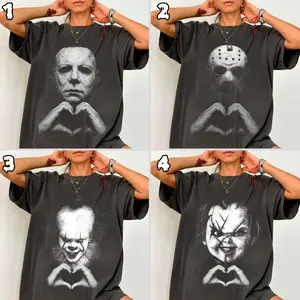 Horror Movie Characters Shirt, Killers Heart Hands Halloween T-shirt, Scary Movies Michael Jason Shirt, Soft Cotton, Comfy and
