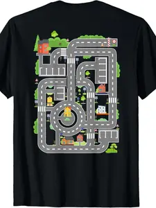 Funny Dad Car-Themed T-Shirt with Back Print - Comfortable Cotton Crew Neck Short Sleeve Shirt for Fathers, Casual Playwear for Car Ride Fun & Casual Attire, Slight Stretch Suitable for All Body Types