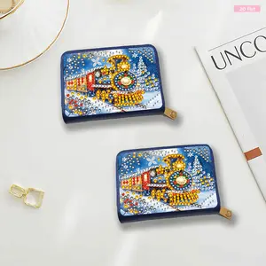 5D DIY Diamond Painting Bling PU Leather Makeup Bag - Zipper Closure, Large Capacity Coin Pouch for Cash Carry, Customized Gifts, Ideal for Daily Use (Toys & Hobbies, DIY Needlework)