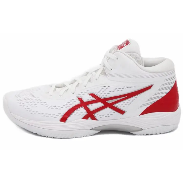 Men's ASICS Gel-Hoop V14 High-Top Hoopshoes, Round Toe Comfort Basketball Shoes, White-Red Vomero Roam Casual Trainers