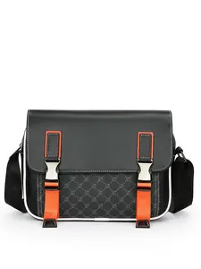Men's Fashionable Geometric Pattern Crossbody Bag, Casual PU Leather Shoulder Bag for Daily Used, Trendy Versatile High-quality Daily Commuting Bag, Commuter Crossbody Bag