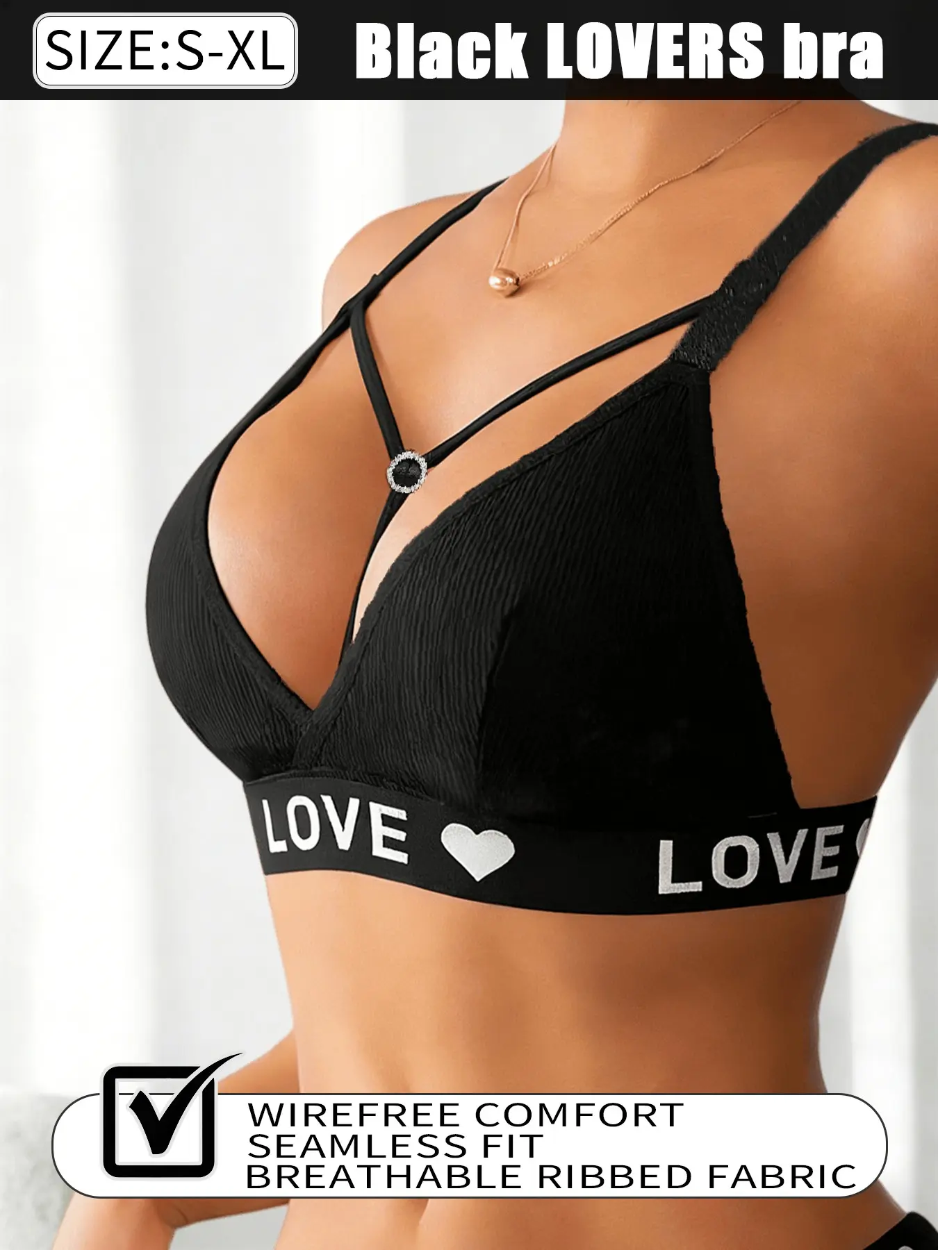 1piece Ultimate Comfort Ribbed Bra Breathable Seamless Wireless Bralette  Heart Buckle Strappy Front Design  Perfect for Daily Wear, Yoga, or Layering Workout Bra Wireless Sports Bras Wirefree Sports Bra Sporty Breathable Bras