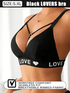 1piece Ultimate Comfort Ribbed Bra Breathable Seamless Wireless Bralette  Heart Buckle Strappy Front Design  Perfect for Daily Wear, Yoga, or Layering Workout Bra Wireless Sports Bras