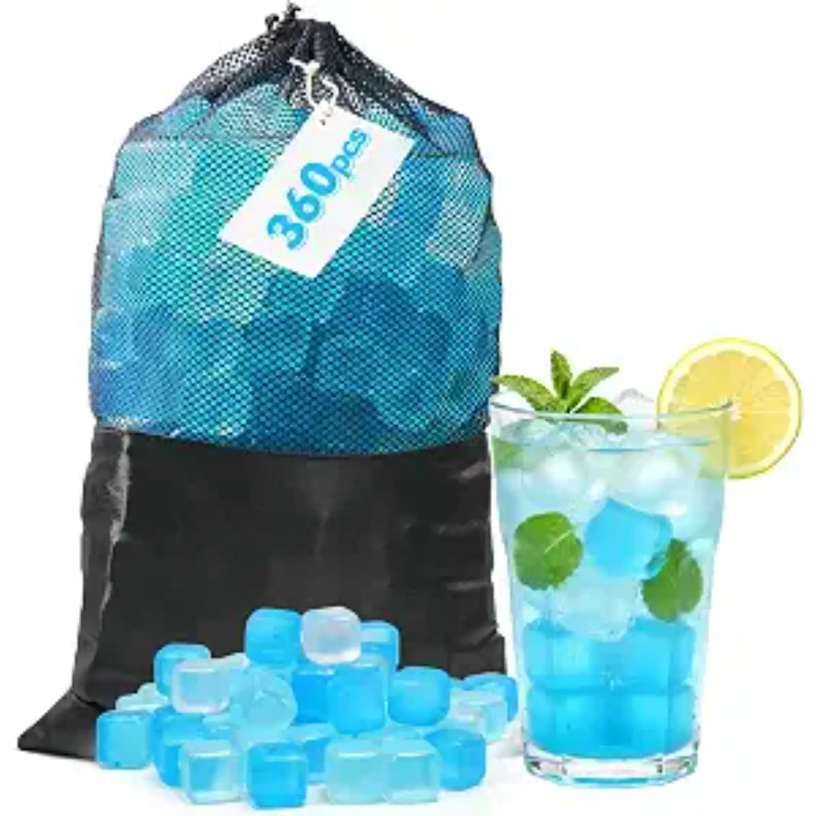 360-Pack BPA-Free Reusable Plastic Ice Cubes - Refreezable Kitchen Accessory for Lunch Boxes, Outdoor Use (No Drink Dilution)