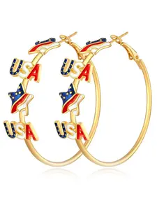 July 4th American Star Earrings for Women and Girls, Usa Flag Festival Charm Ring Pendant Earrings, Perfect for Patriotic Occasions