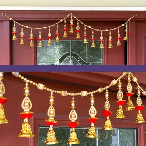 Exquisite Bead & Pompom Toran for Home | Traditional 36" Hanging for Diwali, Weddings, Pooja | Sacred Decor & Perfect Gift