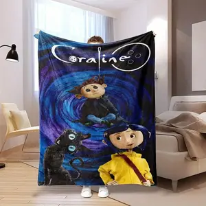 The Coraline movie theme print blanket is soft, lightweight and durable, suitable for sofas, offices, travel or camping, and a great gift for fans.