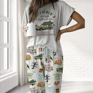 Beaut Clark Christmas Pajama Set – Premium Satin Sleepwear for Women – Holiday Inspired Loungewear, Soft Satin Comfort, Relaxed Fit