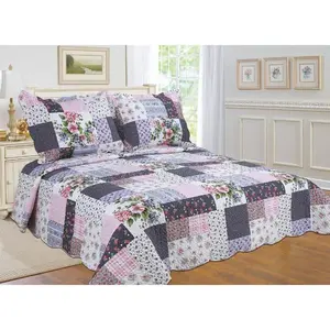 3-Piece Cotton Blend Reversible Quilt Set