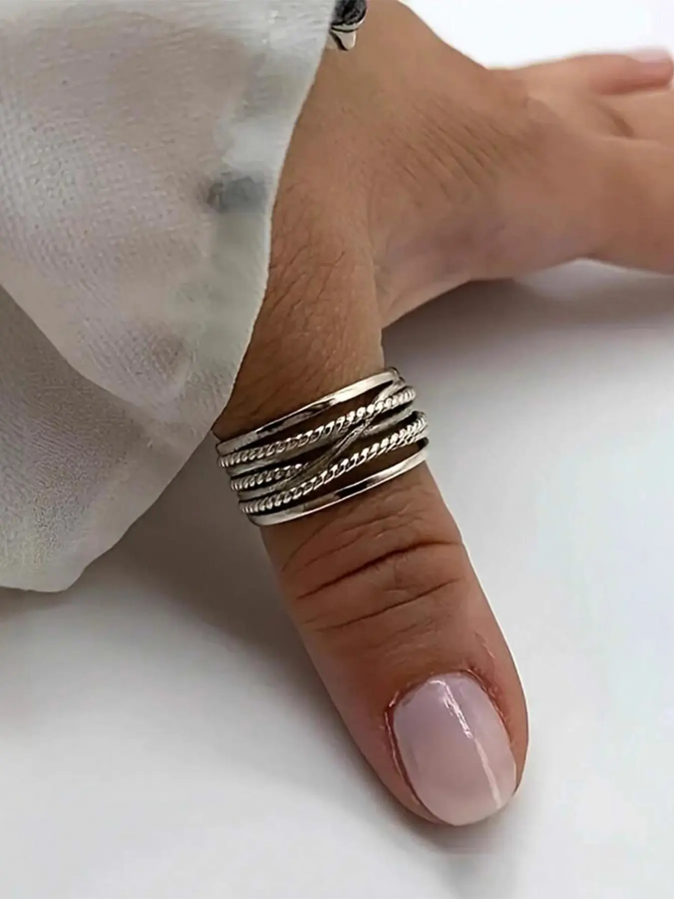 Boho Bohemian Style Exquisite Layered Ring Set, Adjustable Knitted Design, Perfect for Everyday Wear & Stylish, Ideal Gift for Her