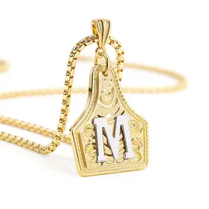 Embossed initials two-tone necklace (comes with a cowboy hat gift box) Mother's Day gift, anniversary gift, couple's jewelry, pendant engraved with names