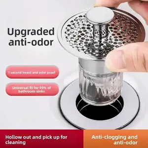 Anti-Clogging Leak-Proof Deodorizing Filter Pop-Up Drain Stopper Hair Catcher for Bathroom Sink Upgraded Anti-Odor Universal Fit