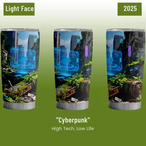 2025 Cyberpunk Underwater Tumbler Double Layer Insulated Travel Coffee Mug High Tech Futuristic Drinkware Stainless Steel Beverage Bottle with Insulation Lid Perfect Christmas Halloween Gift 20 OZ Fits Car Cup Holder Flasks