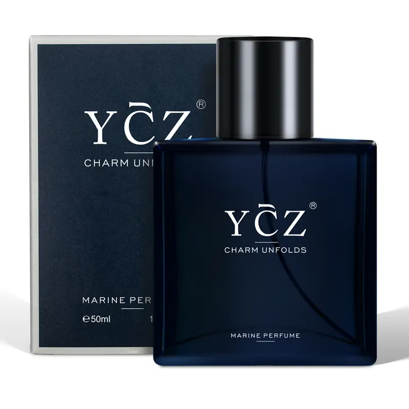 YCZ Cologne Midnight Marine Eau De Parfum for Men 1.7oz 50ml Long Lasting Floral Fruity Woody Notes Edp Perfume Spray Elegant Scent