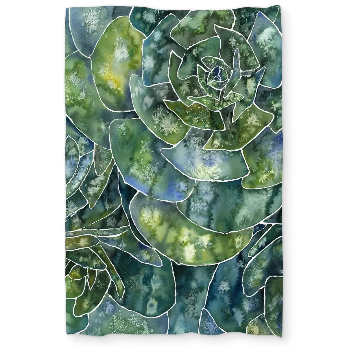 360 Stand Twin Extra Long Duvet Cover - Nature Inspired Abstract Succulents Print, Breathable Fabric Bedding Linen, Green Home Decor Accent Textile, Printed Face, Cozy, Relaxing, Elegant