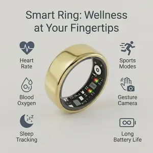 Quriov Smart Ring, Waterproof Tracking Fitness Ringwith Sleep, Heart Rate & Blood pressureMonitoring, Stylish Wearable for Men & Women gift Wireless Connection,with charging box Touch Screen Watch Running Watch Compact Durable tiktokshopspringglowup