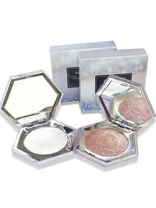 2pcs Facial Highlighters Body Highlighter Face Palette Kit Shimmer Glitter Highlight Contouring Palette Natural Nude Shiny Contour Highlight Makeup Illuminator Highlighter Concealer Palette (Silver & Peach gold) Bronzer Gentle Cosmetic