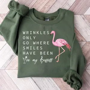 Wrinkles Only Go Where Smiles Have Been Sweatshirt, Flamingo Jimmy Buffett Memorial Hoodie, R.I.P Jimmy Buffet Shirt, Vintage Jimmy Buffett